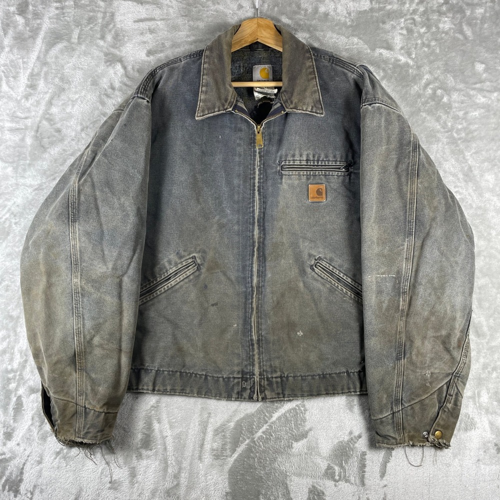 Vintage Carhartt Detroit Jacket Mens Large Grey Petrol Distressed Faded J97